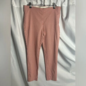 A New Day Cropped Pants Women's 10 Orange Mid Rise Orange Gingham Side Zipper